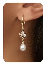 Perlen Ohrringe – 14K Vergoldete Hängende Ohrringe mit Zirkonia Akzenten, Elegante Perlen Ohrhänger für Braut Brautschmuck, Hypoallergene Luxuriöse Hängeohrringe für Hochzeit Verlobung