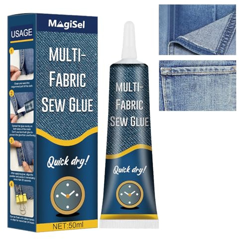 Textilkleber, Textilkleber waschmaschinenfest 60ml transparent, Stoffkleber, Stoffkleber Extra Stark für Textil, Baumwolle, Leder, Jeans und mehr, DIY Stoffreparatur, geruchlos ohne Lösungsmittel