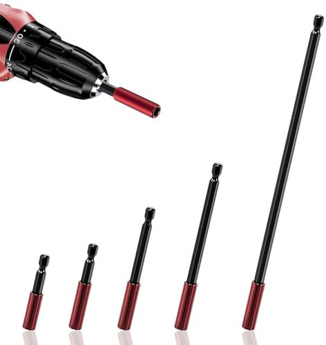 5 Piezas Portapuntas Magnético, Hexagonal Magnetico Extension Bit 50/60/100/150/300mm, Portapuntas de Taladro Eléctrico, Alargador Puntas Atornillador para Mayoría de Taladros Eléctricos