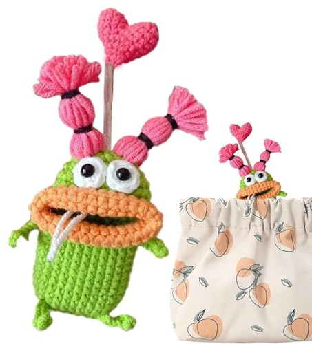Étui à clés extensible de dessin animé – Support au crochet en laine fait à la main dans un design de monstre à bouche de saucisse | Porte-clés en peluche créatif pour voiture unisexe | Accessoire amu