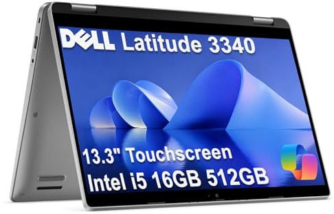 Dell Latitude 3340 3000 2-in-1 Business Flip Convertible Laptop (13.3 FHD Touchscreen, Intel i5-1335U (> i7-1255U), 16GB DDR5, 512GB SSD), 1080p IR Webcam, Intelligent Audio, Win 11 Pro w/AI Copilot