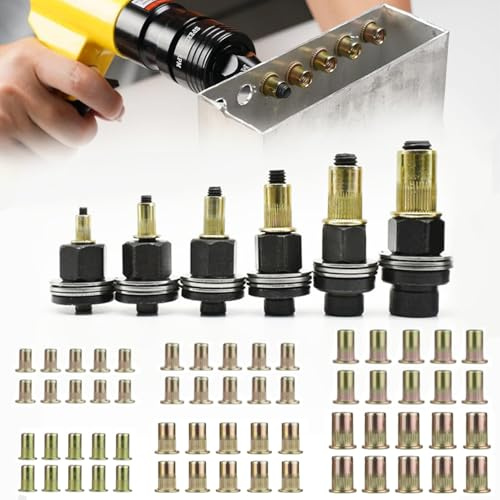 6 Pieza Alicates de Remache, Juego de Tuercas Remachables, Contiene 60 Tuercas En Tamaños M3/M4/M5/M6/M8/M10, Adecuadas Para Aplicaciones Automotrices, Eléctricas, de Mobiliario y Decorativas