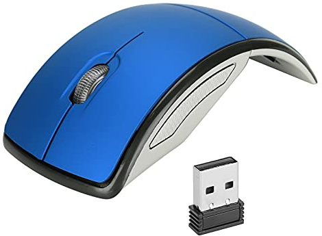 Ouitble Mouse Wireless Smart Slim Mini Mouse Cordless Portatile 2.4G con Ricevitore USB per Computer Portatile Ufficio Tablet Design ergonomico Materiale ABS Tracciamento Ottico (Blu)