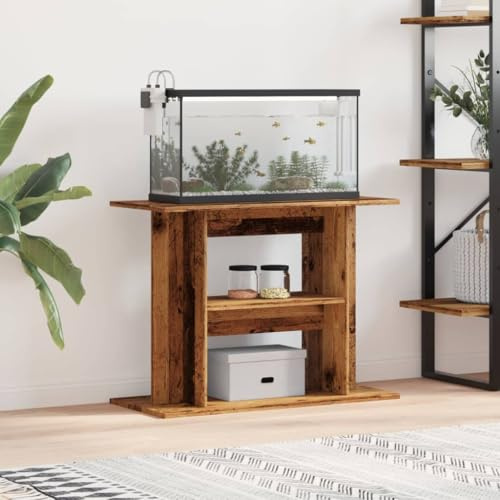 Nqyjm Aquariumständer Altholz 80x35x60 cm Holzwerkstoff Aquarium Unterschrank Tisch für Wohnzimmer und Büro