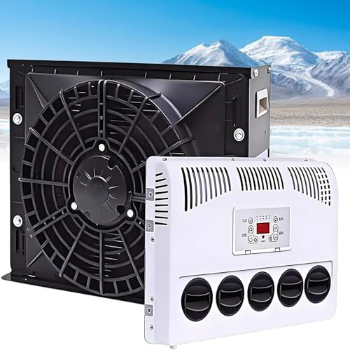 Nicvrea Climatiseur 12V/24V pour Camping-Cars, Mini-Split Électrique, Climatiseur de Cabine pour Semi-Remorques, Camions, Bus, Remorques et Fourgonnettes. Refroidissement Rapide Black-12V