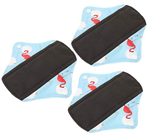 FILFEEL Serviettes Hygiéniques Réutilisables Serviettes Hygiéniques en Tissu Menstruelles Lavables Paquet de 3 avec Doublure en Charbon de Bambou en Tissu PUL pour Femmes (N41)