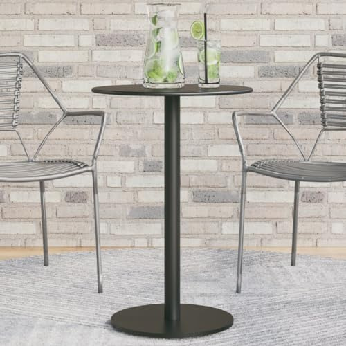 Zeehear Trädgårdsbord rund svart Ø 50 x 72 cm pulverlackerat stål utomhus balkong terrass väderbeständigt stabilt sidobord för grillning loungebord campingbord