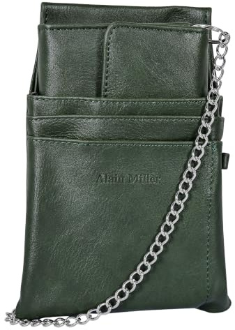 Alain Miller Waiter's Wallet Leather | Business Wallet Catering with Belt Loop | Wallet for Operations Men Women Black Brown | Multiple Colour Variations, dark green, 20 cm x 14 cm x 4.5 cm, Casual
