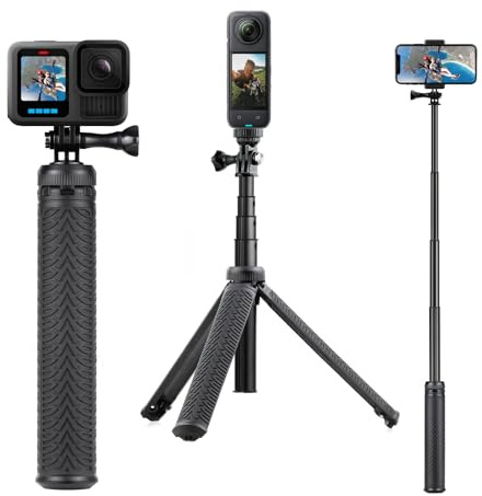 SOONSUN Perche à Selfie 3 en 1 en Aluminium étanche pour GoPro Hero 13 12 | Poteau d'extension sous-marine, monopode, poignée et trépied pour GoPro Hero 13 12 11 10 9, Max, Insta360 et DJI Osmo Action