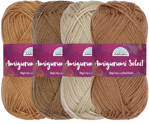 JubileeGarn Amigurumi Select-garn – babyakryl – nyanser av brunt - 4 nystan