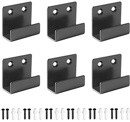 ZHIQIN 6 Stk Schwarz Schwerlast-Haken Keramikfliesen Halterungen Edelstahl Keramikfliesen Wandhaken U Winkel Halterung zum Aufhängen von Bildern Spiegeln in der Badezimmer Garderoben Küche Garage