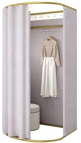 Clothing Store Fitting Room with Shading Curtain, Portable Temporary Mobile Privacy Protection Dressing Room, Foldable Mall Simple Changing Room and Display Rack, 200x100x95cm (Grey)