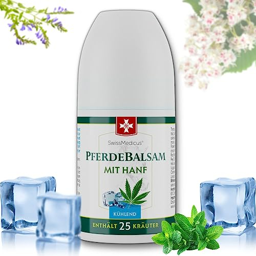SwissMedicus Pferdebalsam mit hanf - Roll-On 90 ml - intensive Kühlende Wirkung für Muskeln & Gelenke - Aktivgel für Muskеln & Gelenke - Wirkliche Erleichterung
