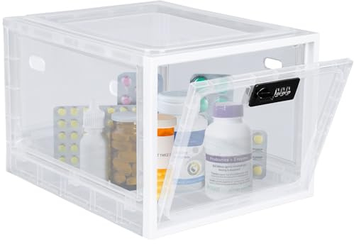 Lalifebuss Abschließbare Box, Medikamenten Box mit Schloss, Große Schließbox für Medizin, Lebensmittel, Handy Gefängnis, Transparente Aufbewahrungsbox
