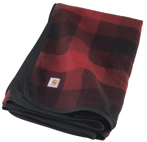 Carhartt Firm Duck Sherpa-Futter Überwurfdecke, wendbare Haustierdecke, Hubbard Plaid