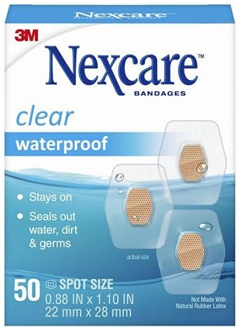 Nexcare Waterproof Clear Bandages, Covers And Protects, 360 Degree Seal Around The Pad Offers Protection Against Water, Dirt, And Germs, 0.88 x 1.1 in, 50 Count(Pack of 3)