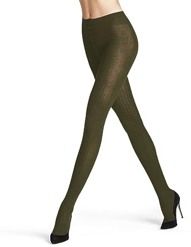 FALKE Cross Knit W TI cotone lana spessi tinta unita 1 pezzo, Collant Donna, Verde (Shire Green 7705), 38-40