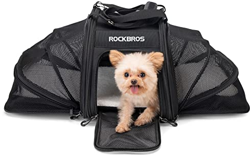 ROCKBROS Hundetasche Tragetasche Hund & Katze Hundebox Gepäckträgertasche Faltbar Tragbar Atmungsaktiv 5 Tragemöglichkeiten 25L Transportbox für Katzen und Hunde