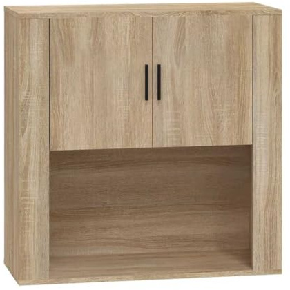 vidaXL Armario de Pared Mueble Colgante Auxiliar Puertas Almacenamiento Cuarto Baño Sala de Estar Cocina Madera Contrachapada Roble Sonoma