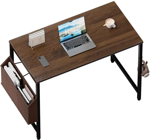 PAMRAY 80x40cm Escritorio para Computadora Escritorio Pequeño para Casa Oficina con Bolsa de Almacenamiento y Gancho para Audífonos, Mesa Compacta para Espacios Pequeños, Fácil Montaje