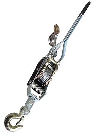 High Load Capacity 2 Hook Steel Cable Puller with Dual Gears & Anti Skid Handle, Heavy Duty Cable Winch Puller | Come Along Winch | Chain Puller | 1 Ton/2 Ton/4 Ton Power Puller (Size : 4ton)