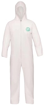 Andes Safety Microporous Disposable Protective Coveralls with Hood, Elasticated Wrists and Ankles, A1428BP Bulk Pack of 25, White/Opulent Garden, XXL