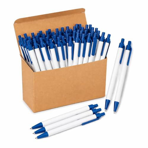NIPORO 50 bolígrafos sostenibles de cartón reciclado y paja de trigo - tinta azul, Kulli, respetuoso con el medio ambiente (azul)