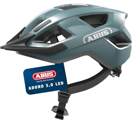 ABUS Fahrradhelm Aduro 3.0 LED - Sportiver City-Helm in stilvollem Design für alltägliche und sportliche Touren - mit Rücklicht - für Damen und Herren