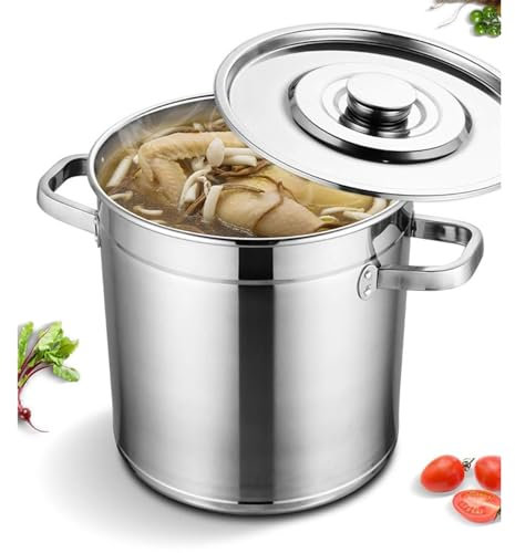 THEGA Pentola per Brodo in Acciaio Inossidabile - Pentola per Zuppa con Coperchio, Pentola Grande per Pentola in Acciaio Inossidabile, Pentola Professionale in Acciaio Inossidabile Sicura(60cmx60cm)