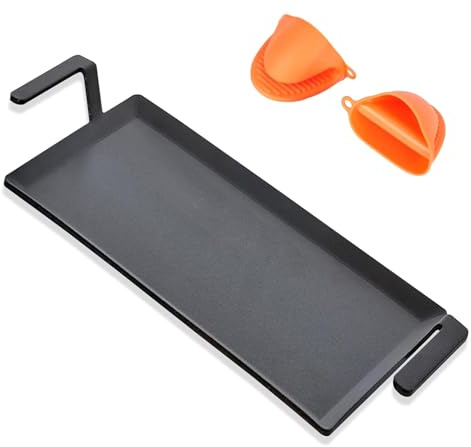 24'' Carbon Steel Griddle, Professional Pre-seasoned Cookware for Double Burner Stovetop and Gas/Charcoal Grill, Heavy Duty Dual-Handle Large Family Size Griddle