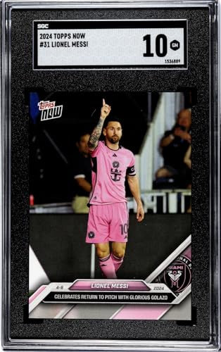 World Trading Cards Graded,Lionel Messi,2024 Topps Now MLS #31, Inter de Miami, SGC certified 10 GM, approved, Gradeada, Limited Edition, Football Cards, Chromies Football Cards, Chromies Football