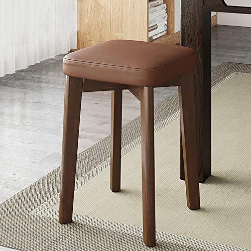 LMHAUSS Holz-Küchenhocker mit weichem Kissen, stapelbare Bauernstühle, rückenfreie Thekenhocker – moderner Esszimmerhocker für Kücheninsel, Bar – 31 x 31 x 45 cm – Barhocker in Thekenhöhe Vigorous