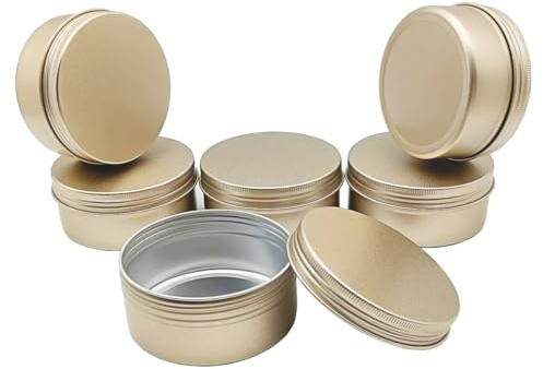 Wopanxye 6 st aluminiumburkar, 150 ml kosmetiska behållare krukor sminkburkar | 150 g 1,5 dl resestorlek toalettförvaring tenn med skruvlock för hudvård grädde ljus prov pulver färg naglar pärlor tesalvor