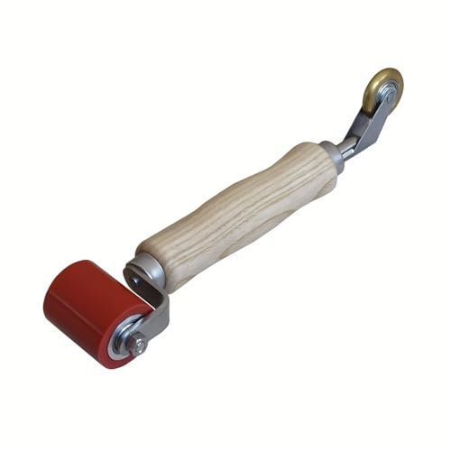 Rodillo de costura de silicona de presión manual de 40 mm con detalles de latón de 6 mm, herramienta de rodillo de costura alisador para instalación de soldadura de calefacción de aire (doble cabeza)