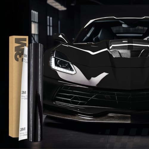 3M 2080 Car Wrapping Folie Selbstklebende Autofolie für Auto Motorrad Boot 3D Lackschutzfolie mit Luftkanälen zum Folieren (HG12 High Gloss Black, 100 x 152cm)