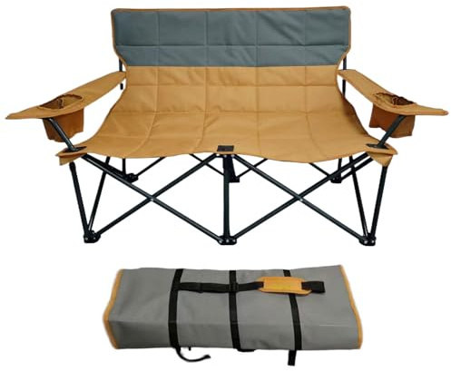DzpKrka Canapé Double pour Camping - Canapé Pliant pour Extérieur | Structure Stable et Pliable avec Accoudoirs, Portable pour Camping Piscine Jardin Plage Balcon et Espaces Extérieurs