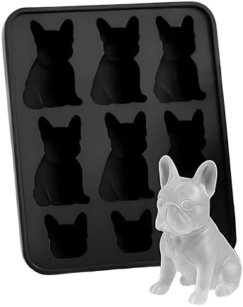 Eiswürfelform Französische Bulldogge, Eisform, Formen mit Hausgemachter Getränke Dekoration, lustige 3D-Eisformen in Tierform, süßer, neuartiger Hunde Getränke für Whiskey-Partys (Schwarz)