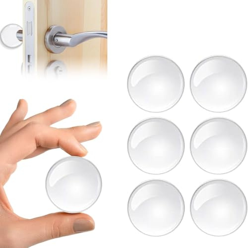 Strongest Home Wall & Door Handle Stopper,6PCS Clear Rubber Door Knob,Silicone Transparent Round Wall Protector, Quiet Wall Protector for Door Handle, Guard Door Bumper Silencer Self - Adhesive
