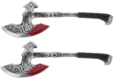Healeved 2 Hachas De Disfraz Vikingo De Plástico para Fiestas Accesorios para Halloween Cosplay Juegos De rol Decoraciones para Fiestas Temáticas Medievales