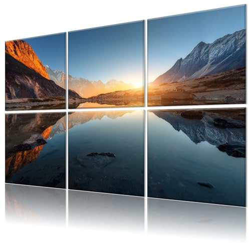 HIRESC Decorative Acoustic Panels 6 Pack, 72x48 Large Sound Absorbing Wall Art Panels, Self-Adhesive Sound Proof Foam Panels for Bedroom, Home Theater, Studio, Office - Lake