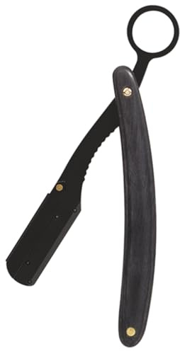 LOORGVEL Rasoir Manuel Barbe en Acier Inoxydable Pliable Taille Compacte pour Hommes Usage Professionnel et Voyage Manche en Bois Ergonomique