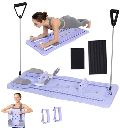 Pilates Board, Faltbarer Pilates Reformer Maschine Set für Zuhause Multifunktional Bauchtrainer Automatischer Rückprall Home Workout Equipment