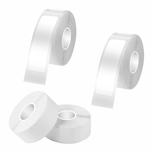4 Rollos Cinta de Etiquetas 12x40mm Etiquetas Térmicas Autoadhesivas Blanco Impermeable Cinta Adhesiva Térmica para Hogar, Oficina, Colegio, Cocina y Organización,160 Etiquetas/Rollo