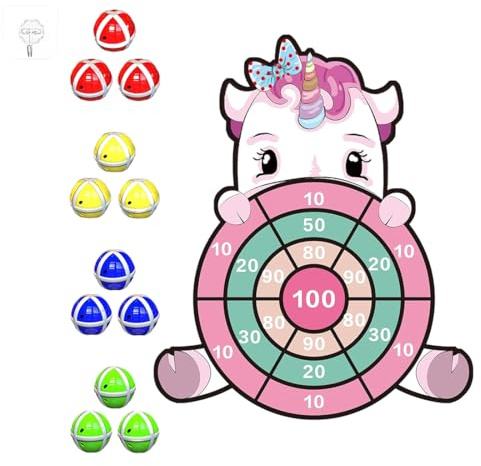 LAKPYN 1 Pieza de Juego Infantil de Dardos con Diana, con 12 Bolitas Adhesivas y 1 Gancho para niños, para jardín o Viajes, de 3 a 10 años, Regalo de cumpleaños para niños de 4 a 9 años