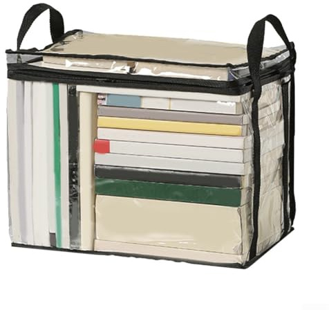 Faltbare Buchbox, transparente, wasserdichte Aufbewahrungstasche für Klassenzimmer und Studentenwohnheim, platzsparender Kunststoff-Buch-Organizer, feuchtigkeitsbeständig, Aufbewahrung zu Hause