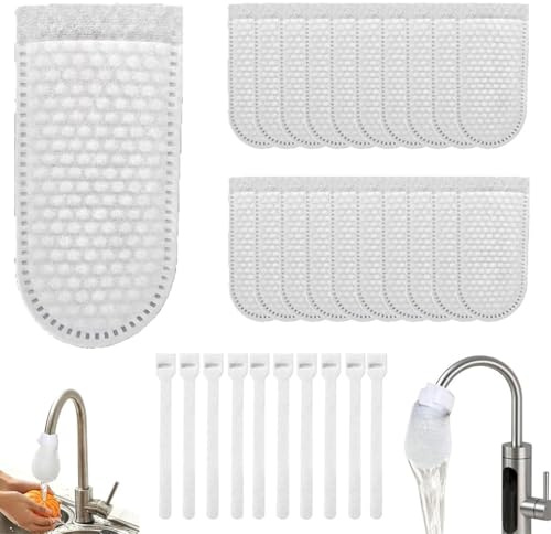 Faucet Filter Cotton Bag, Faucet Filter Bag, Baumwollbeutel für Wasserhahnfilter, Wasserhahnfilterbeutel, Set mit Trinkwasserfiltern für den Wasserhahn, spritzwassergeschützte Filterbeutel (10Set)