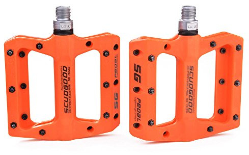 UPANBIKE Fahrradpedale 9/16 inch Mountainbike Rennrad Fahrrad Pedale Bearing Composite Nylon Flatpedale MTB BMX,Orange