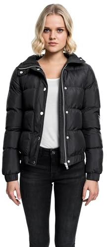 Urban Classics Damen Winterjacke Ladies Hooded Puffer Jacket, gefütterte Jacke für Herbst und Winter mit Kapuze, Daunenjacke - Farbe black, Größe S