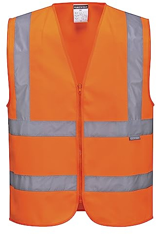 Portwest C375 Hi-Vis Väst med Blixtlås Band, Regelbunden, Storlek 2XL, Orange