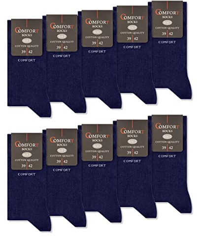 sockenkauf24 10 Paia Calze Confort senza Elastico & senza Cucitura Uomo & Donna Cotone Fascia di Comfort 13100 (43-46 Blu Scuro)